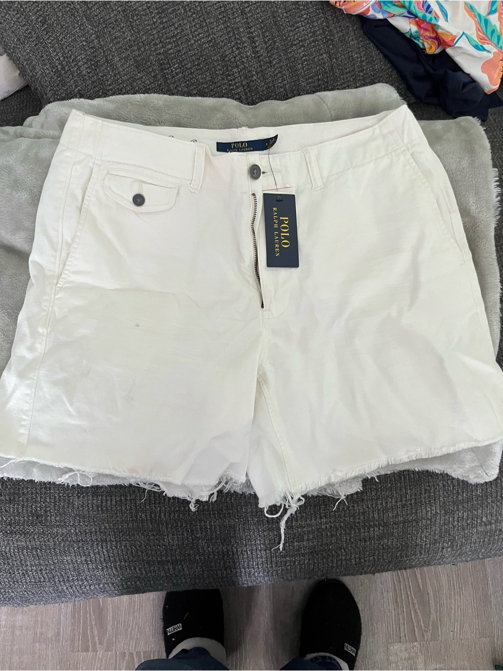 Ralph Lauren White Frayed Hem Denim Shorts